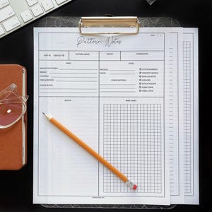 Notas para la elaboración de patrones de punto y ganchillo - Ayuda para tejedores y crocheteros, plantilla de notas de patrones, descarga digital de patrones, descarga instantánea.