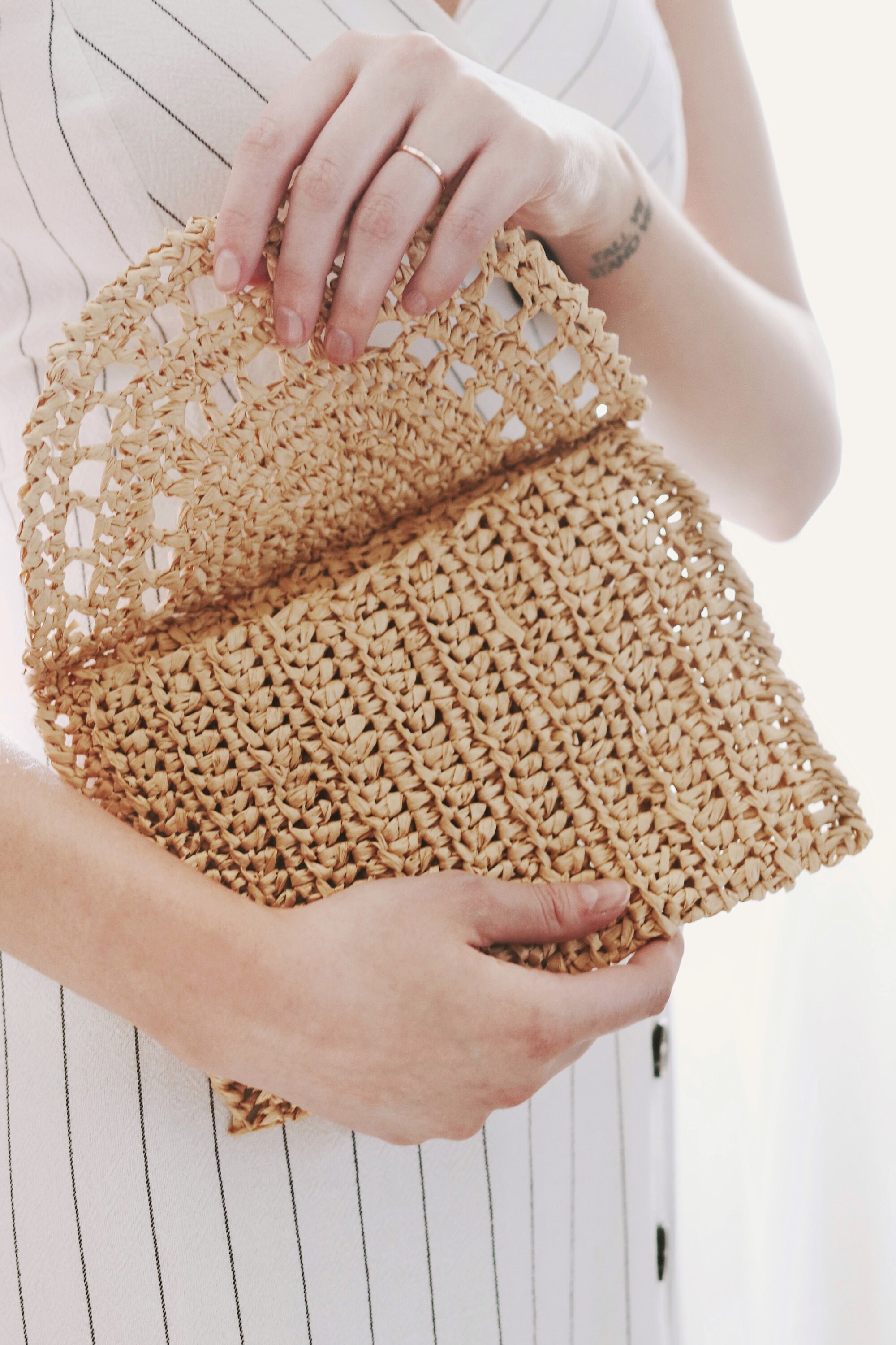 CROCHET PATTERN Summer Straw Clutch Crochet Pattern Raffia Etsy