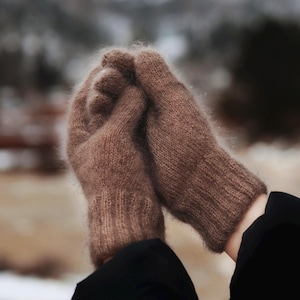 Mohair Gloves Knitting Pattern, Classic Full Finger Gloves DPNs, Women's Fall Winter Gloves Cuff-Up Knitting Pattern with Video Tutorials