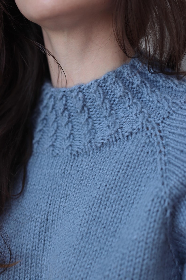 Cable knit sweater pattern, easy raglan sweater knitting pattern. women top down seamless raglan sweater with cables. oversize knit sweater pattern for women. beginner turtleneck pullover sweater knit pattern. high neck jumper knit pattern mock neck. Knit sweater pattern, women's oversized raglan jumper cable knit mock neck instant download