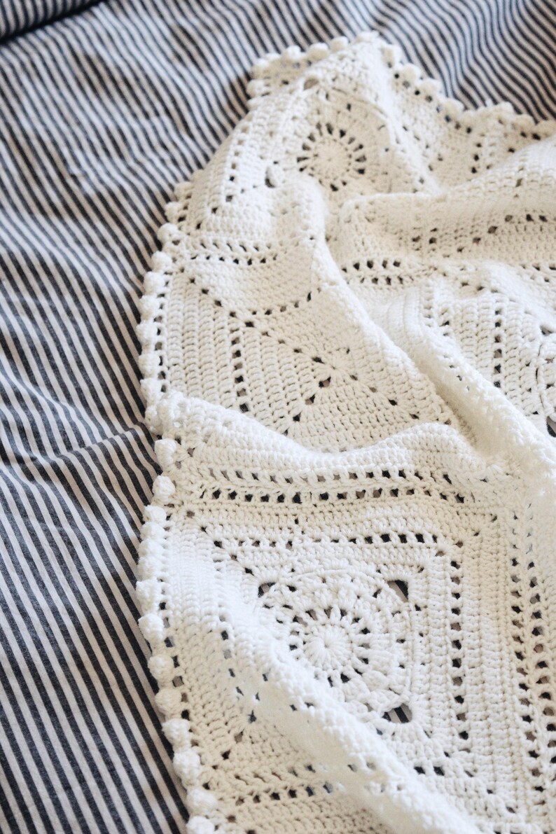 granny square blanket crochet pattern. crochet modern throw blanket. hygge decor modern crochet throw afghan decor blanket. granny square lace crochet throw baby blanket.