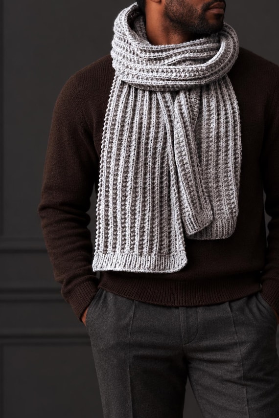 Classic Rib Scarf Scarf Knitting Pattern, Beginner Knit Scarf Pattern, Classic Ribbed Easy Knit Scarf Fall Winter Accessory Pattern, Videos