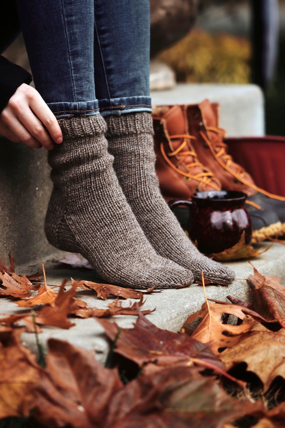 KNITTING PATTERN  Beginner Socks Knit Pattern  Cozy Boot