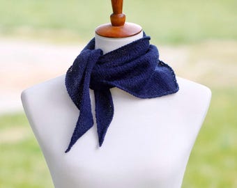 Easy Bandana Scarf Knitting Pattern, Easy Knit Triangle Scarf Pattern, Knit Triangle Neckerchief Scarf Beginner Knit, Video Tutorials