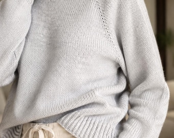 Women's Raglan Sweater Knitting Pattern, Top Down Seamless Pullover, DK Yarn Knit Jumper Pattern, Oversized Knit Sweater Pattern, Videos