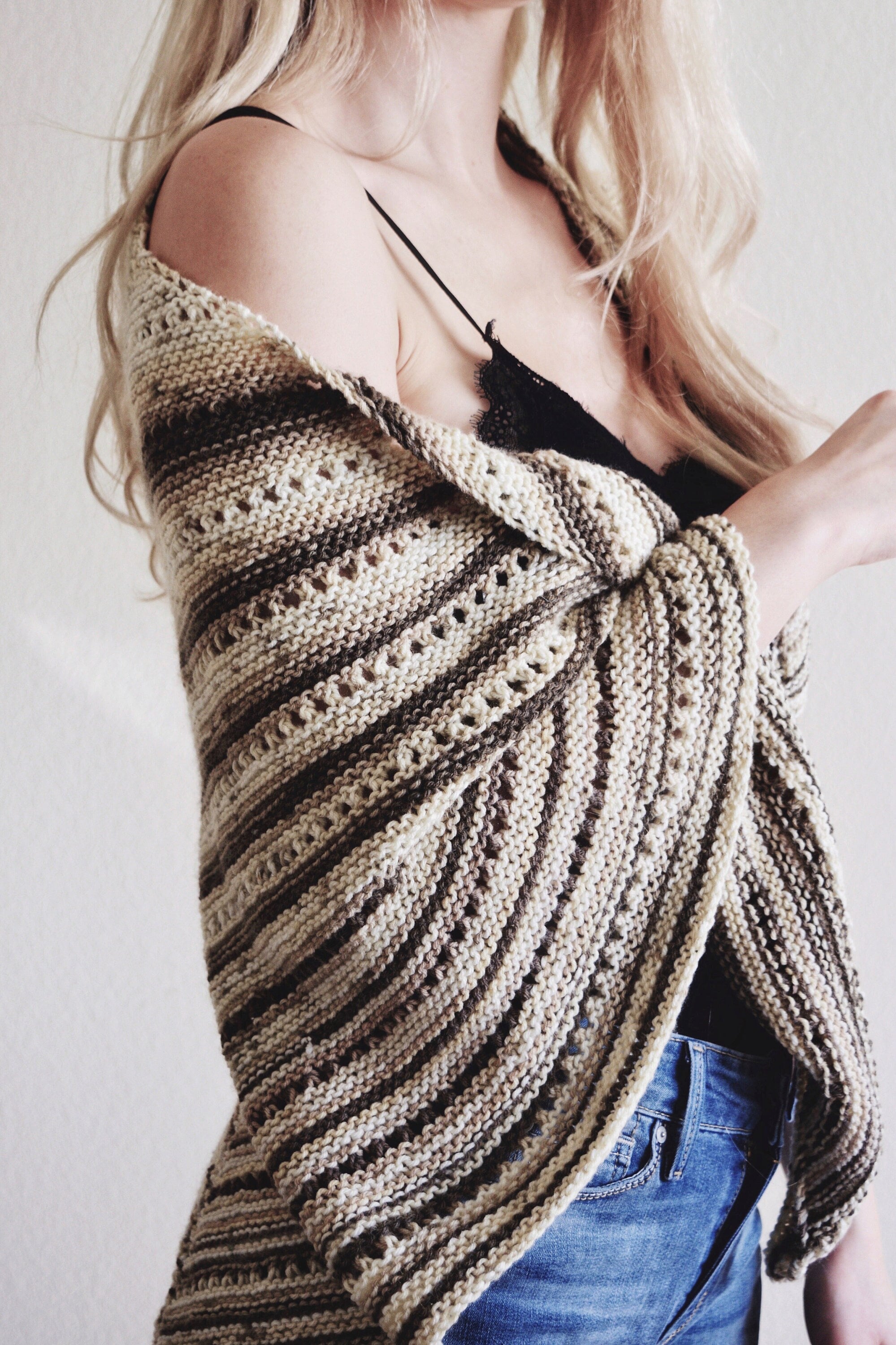 KNITTING PATTERN Triangle Scarf Knitting Pattern Easy Etsy