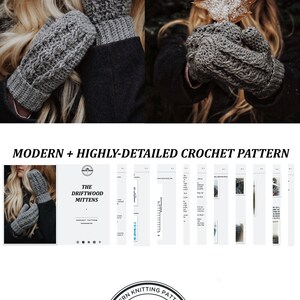 CROCHET PATTERN Cable Mittens, Cable Crochet Mittens Crochet Pattern Classic Cable Crochet Mitts Crocheting Pattern Easy Crochet Pattern image 7