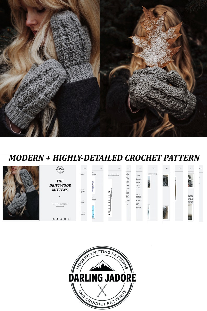 CROCHET PATTERN Cable Mittens, Cable Crochet Mittens Crochet Pattern Classic Cable Crochet Mitts Crocheting Pattern Easy Crochet Pattern image 7