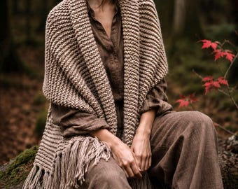 Blanket Scarf Knitting Pattern, Beginner Knit Pattern, Oversize Shawl Knitting Pattern, Large Knit Wrap Pattern, with Video Tutorials