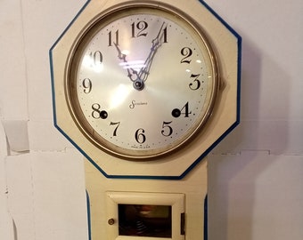 Restored Sessions Kitchklok Schoolhouse Clock: Antique Keywind Regulator, Runs Well,  Movement Fully Overhauled with German KWM bushings