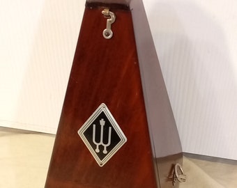 Restored Vintage Wittner Mahogany Finish Wooden Case Maelzel Metronome Germany - Working, Calibrated, In-Beat, Runs Great, Has Metal Gears