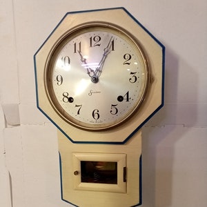Restored Sessions Kitchklok Schoolhouse Clock: Antique Keywind Regulator, Runs Well