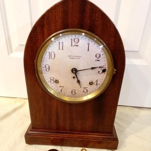 Restored Seth Thomas Sonora Chime Mantel Clock: Westminster Bells, Mahogany Case, 8-Day Movement