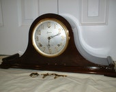 Rare Antique Sessions Westminster 3 Chime Mantel Clock, Professionally Restored w Two-Train 8 day Movement, Fully Serviced, w Large Key