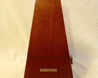 Fully Restored Seth Thomas Wood Maelzel Metronome No 7 Mahogany Piano Instrument, Calibrated, Beats Evenly, Runs Great. w/ Solid Metal Trim