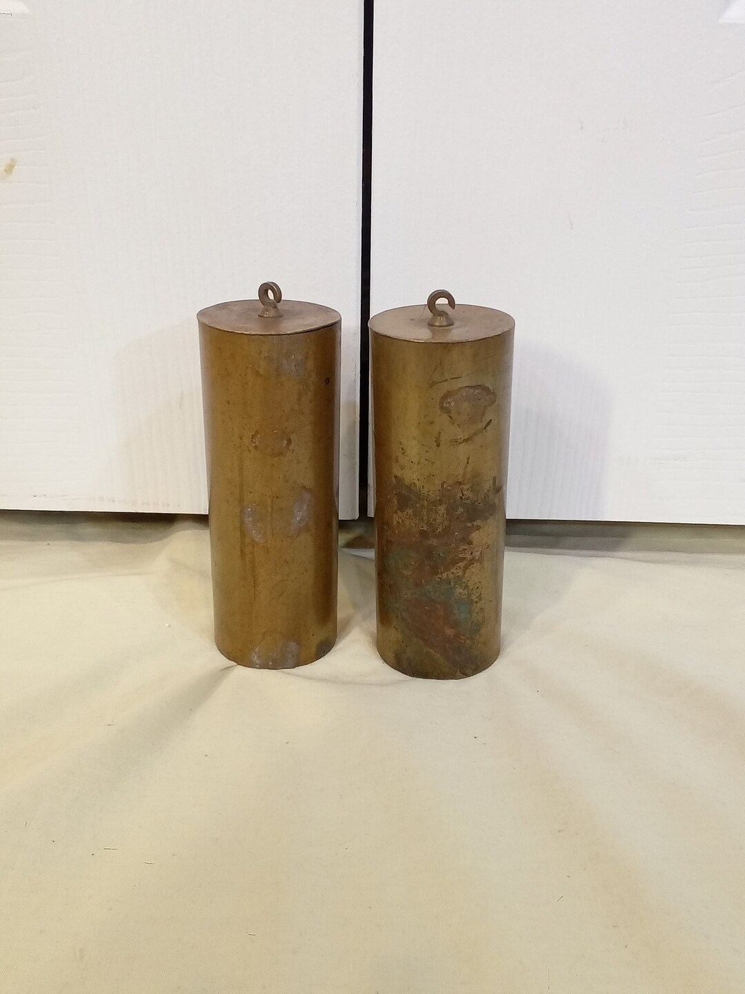 Two 2 Antique Clock Weights Brass 4 Pounds Each 4.6 Inches Etsy