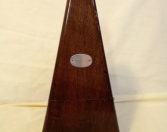 Fully Serviced Restored French Paquet Wood Metronome de Maelzel Walnut, Calibrated, Beats Evenly, Runs Great. Solid Metal Trim Musician gift
