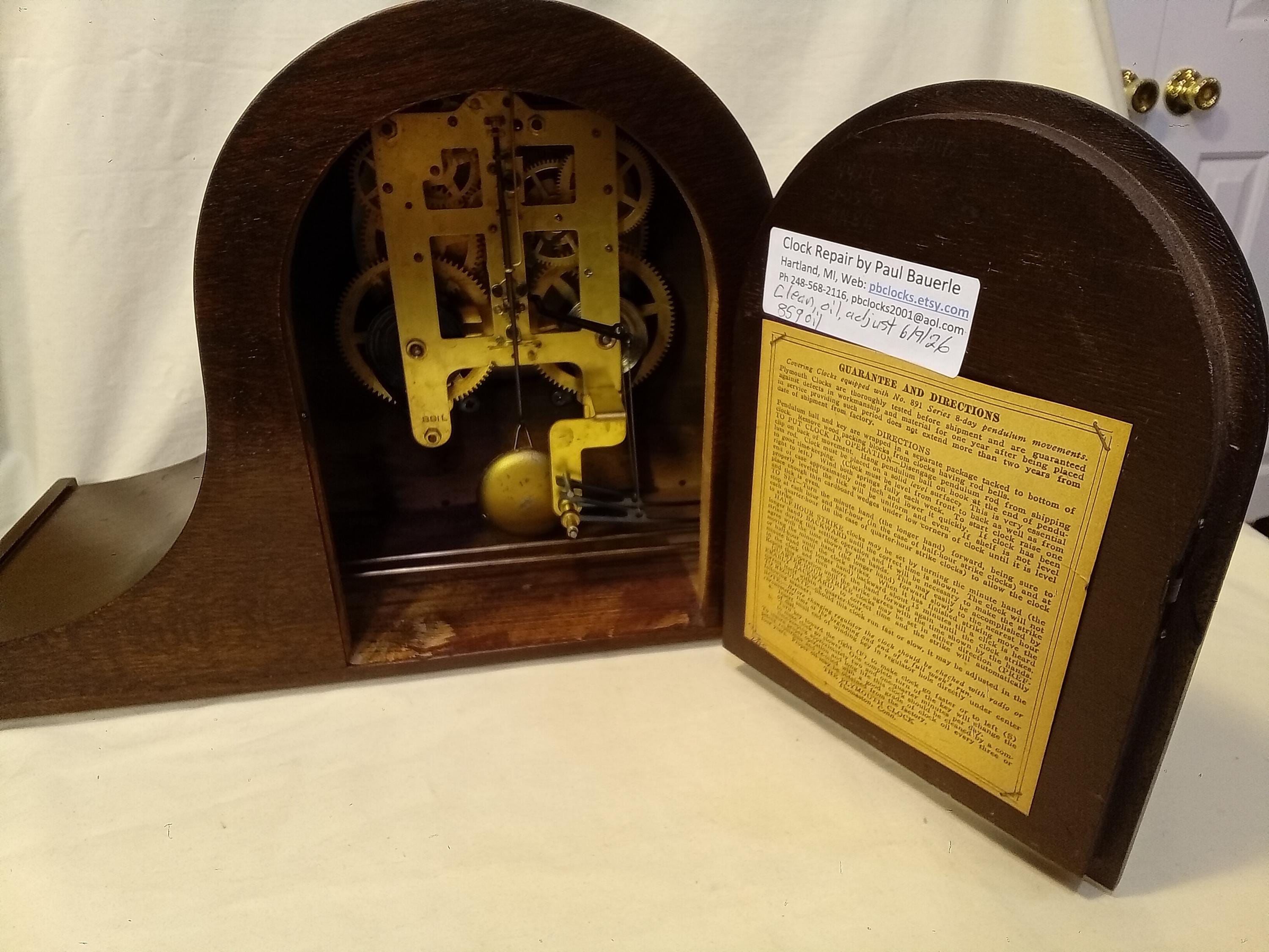 Restored Antique Seth Thomas Plymouth Mantel Tambour Wood Clock, 8