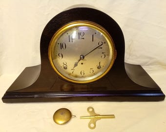 Professionally Restored Antique Seth Thomas Cymbal #1 Mantel Clock, 8 Day Dual Cathedral Gongs Quarter-hour Striking Shelf Clock. Serviced