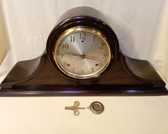 Professionally Restored Antique Gilbert Chiming Mantel Clock, 8-Day Time and Strike Mantle Shelf Clock.  Overhauled Movement, Fully Serviced