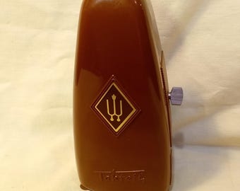 Fully Serviced Wittner Taktell Piccolo Metronome in brown Plastic Case, Made in Germany - Working, In-Beat, Metal key, Runs Great, Accurate