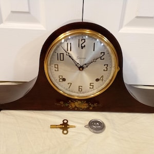 Professionally Restored, Antique Sessions Bim Bam Strike Mantel Clock, 8-Day Dual Chime Rods Time and Strike No 802. Movement Fully Serviced