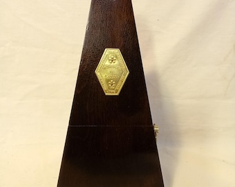 Fully Restored Seth Thomas Maelzel Metronome: Antique Walnut with Lacquered Brass Trim. Excellent Condition and Quality with Geneva Stop