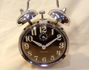 Vintage Westclox Alarm Clock, 40 Hr Mvmt, peg leg, dual twin bell alarm, Movement Serviced, Runs Very Well