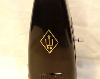 Fully Serviced Wittner Taktell Piccolo Metronome in Ebony Black Plastic Case, Made in Germany -  Working, In-Beat, Runs Great, Accurate
