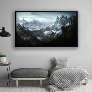 オリビア・ローズ・ジェームズとレベッカ・ヤロスによるドラゴンファンタジーアートキャンバス、「嵐の中から」。
