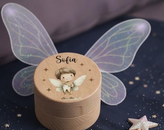 Benutzerdefinierte Zahnfee Box, Baby Erinnerungsbox, Baby-Dusche-Geschenk, Geburtstagsgeschenke, personalisiertes Geschenk für Kinder, Taufgeschenk, 1
