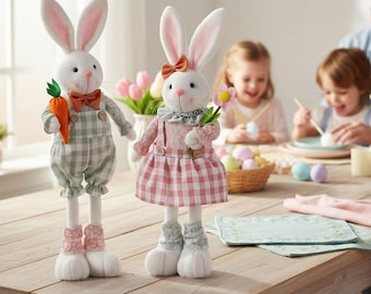 Plankdecor paashaas, konijntjesbeeldje, tafeldecor, eerste paascadeau