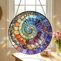 Abstract Rainbow Shell Spiral Suncatcher Stained Glass Coastal Beach Gift
