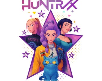 Huntrix Saja Girls Anime PNG | Kpop Demon Hunters Fan Art (Digital Download)
