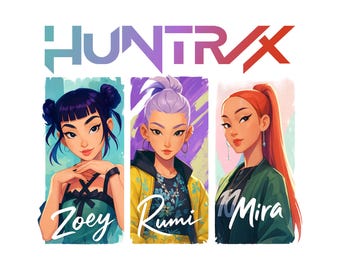 Kpop Huntrix PNG Bundle, Saja Girls Anime Fan Art (Digital Download)