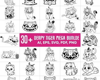 Derpy Tiger SVG Bundle | K-Pop Demon Hunters Clipart (Digital Download)