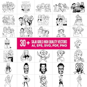 Kpop Demon Hunters SVG Bundle | Huntrix & Saja Girls Clipart (Digital Download