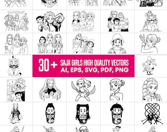 Kpop Demon Hunters SVG Bundle | Huntrix & Saja Girls Clipart (Digital Download