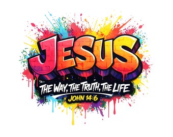 Jesus Graffiti PNG | John 14:6 Christian Street Art (Digital Download)