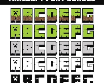 6 Minecraft Gamer Font SVG Bundle | Mine Alphabet Letters and Numbers | SVG PNG pdf | Cricut and Silhouette | Birthday & Invitation Fonts