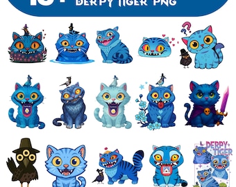 Derpy Tiger PNG-Bundle | Kpop Dämonenjäger Kawaii Anime Clipart (digitaler Download)