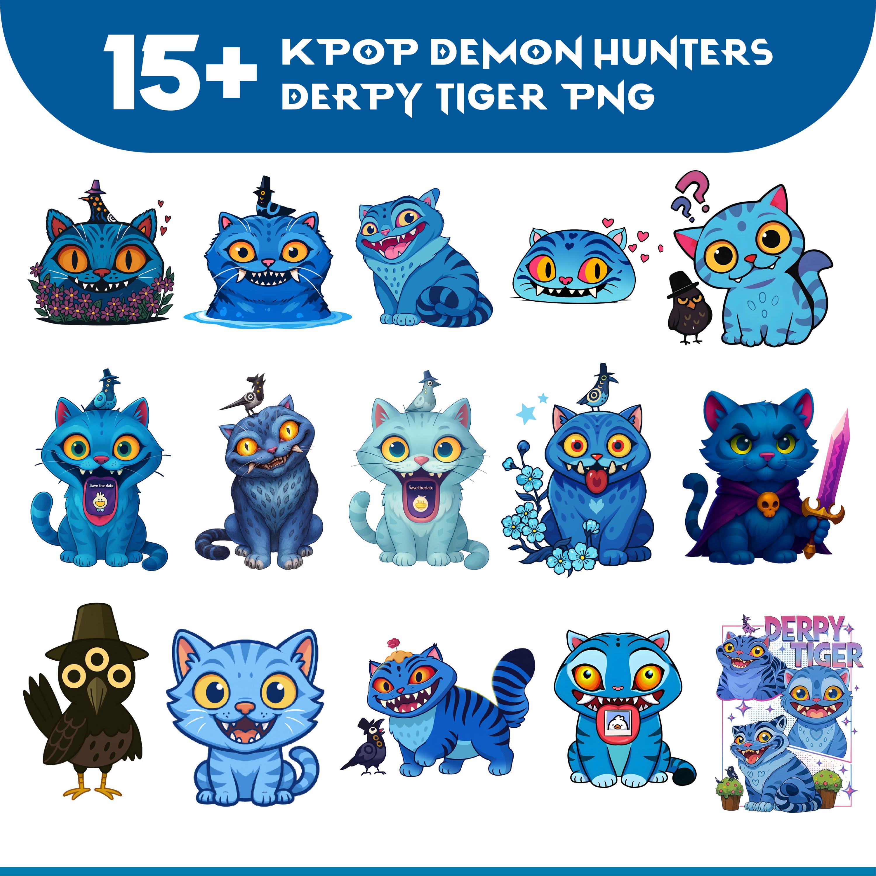 Derpy Tiger PNG Bundle | Kpop Demon Hunters Kawaii Anime Clipart ...