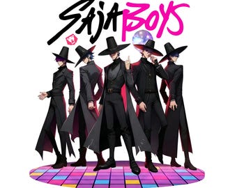 SAJA Boys Kpop Demon Hunters PNG, Anime Boy Band Clipart (Digital Download)