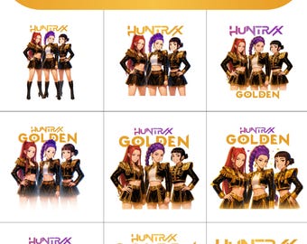 K-Pop Huntrix Golden PNG Bundle | Chibi Anime Fan Art (Digital Download)