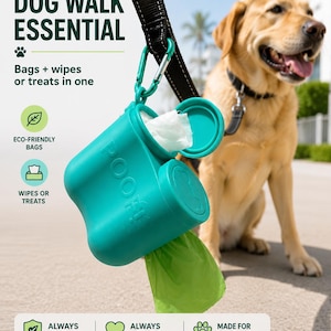 POOF 2-in-1 Dog Walking Kit | Leash Accessory with Poop Bags, Wipes