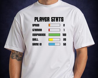 ゲームプレイヤー統計Tシャツ | ゲーマーパフォーマンスグラフィックシャツ