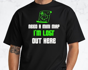 ミニマップ「ここで迷子になった」ゲーミングTシャツ｜ゲーマーTシャツ、面白い地図デザイン