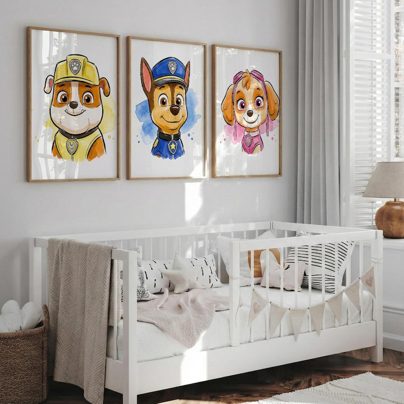 Kids Rescue Dog Wall Art Printable Set of 6, Puppy Hero Nursery Decor, Watercolor Dog Prints, Animal Kids Room Decor, Playroom Wall Art image 11