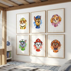 Kids Rescue Dog Wall Art Printable Set of 6, Puppy Hero Nursery Decor, Watercolor Dog Prints, Animal Kids Room Decor, Playroom Wall Art image 20