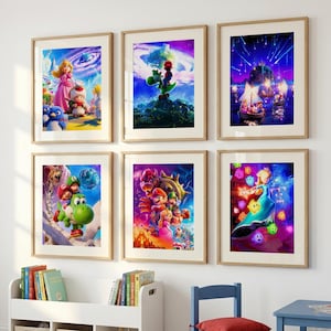 Super Wall Art Set of 6, Kids Room Decor, Super Posters, Gamer Room Decor, Video Game Wall Art, Movie 2026 Inspired Prints